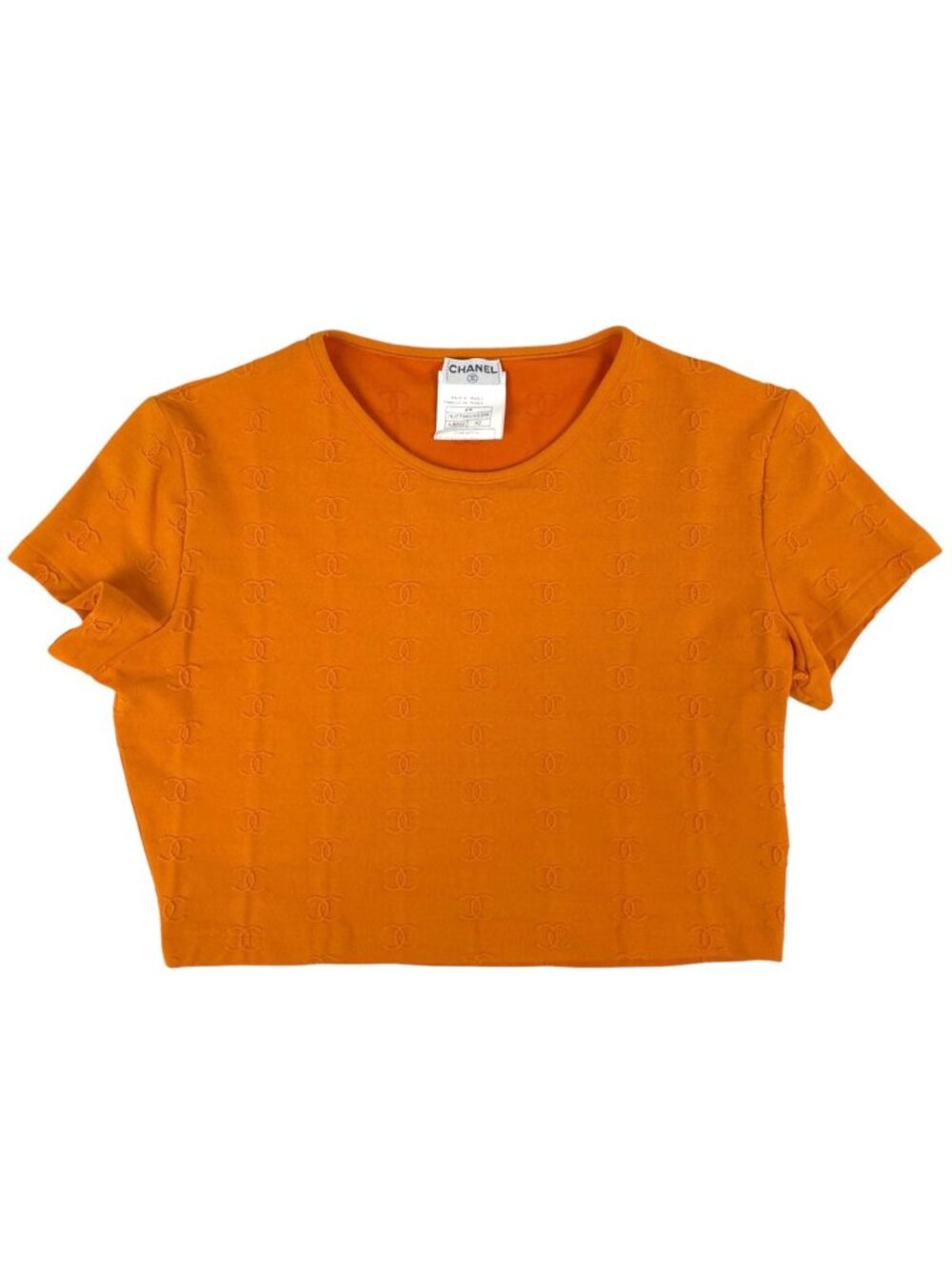 Chanel CC Logo Short Sleeve T-Shirt Top Orange